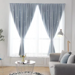 3 Pcs Hollow Out Textile Double Layer Curtain